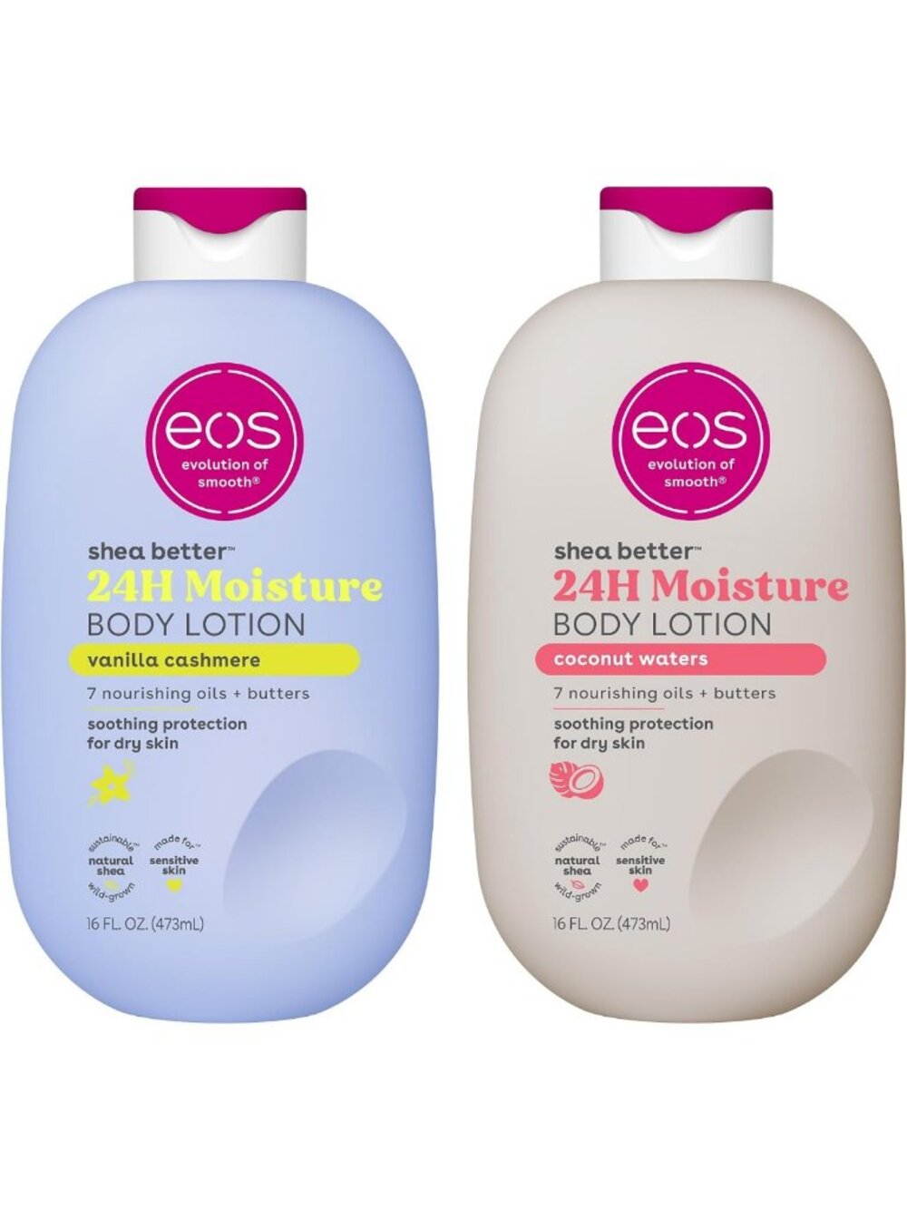 Moisturizing Shea Body Lotion Set - Vanilla Cashmere & Coconut Waters, 2-Pack